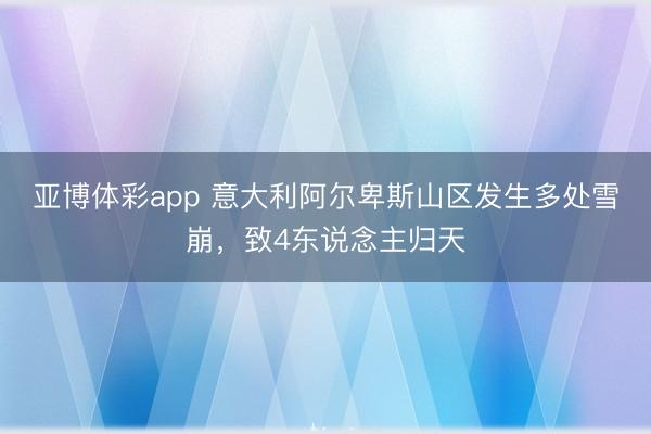 亚博体彩app 意大利阿尔卑斯山区发生多处雪崩,致4东说念主归天