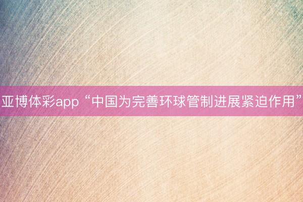 亚博体彩app “中国为完善环球管制进展紧迫作用”