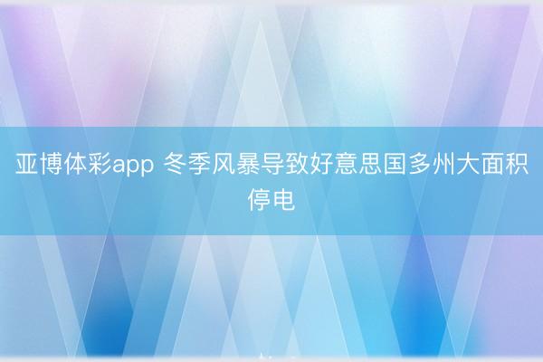亚博体彩app 冬季风暴导致好意思国多州大面积停电