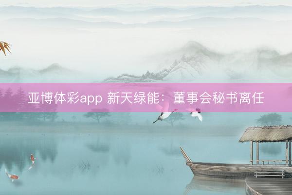 亚博体彩app 新天绿能：董事会秘书离任