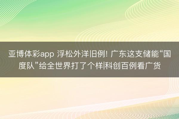 亚博体彩app 浮松外洋旧例! 广东这支储能“国度队”给全世界打了个样|科创百例看广货