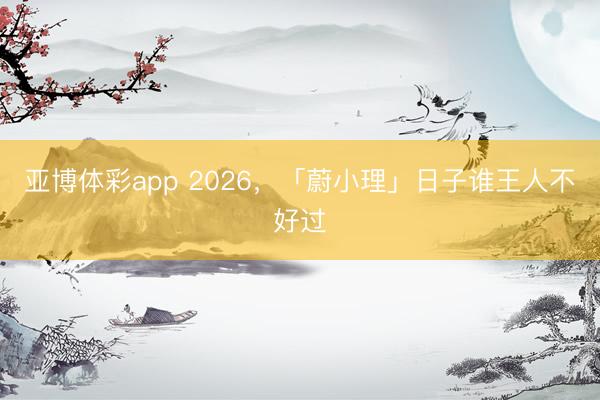 亚博体彩app 2026，「蔚小理」日子谁王人不好过
