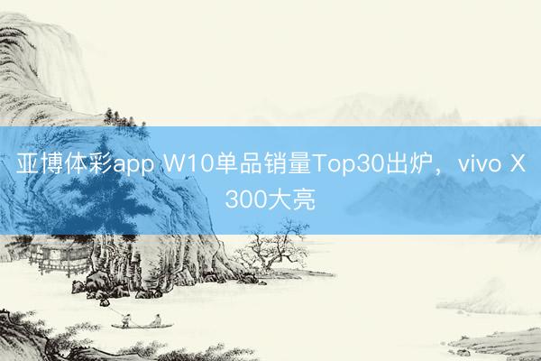 亚博体彩app W10单品销量Top30出炉，vivo X300大亮