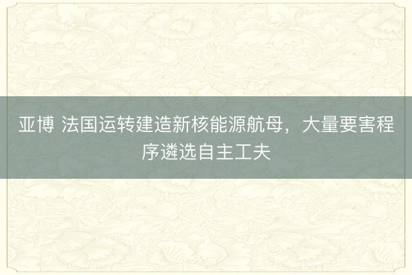亚博 法国运转建造新核能源航母，大量要害程序遴选自主工夫