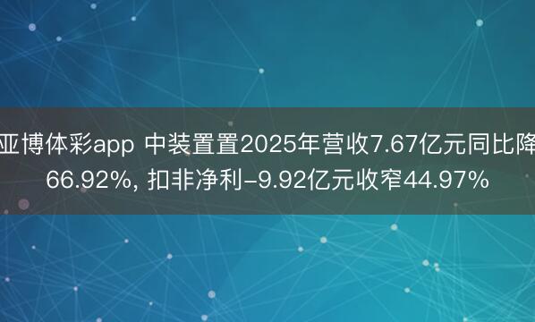 亚博体彩app 中装置置2025年营收7.67亿元同比降66.92%， 扣非净利-9.92亿元收窄44.97%