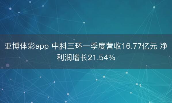 亚博体彩app 中科三环一季度营收16.77亿元 净利润增长21.54%