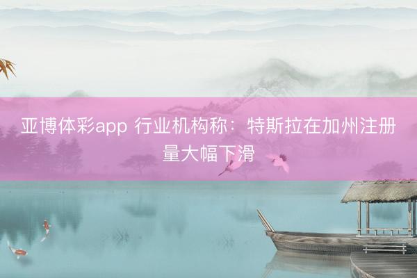 亚博体彩app 行业机构称：特斯拉在加州注册量大幅下滑